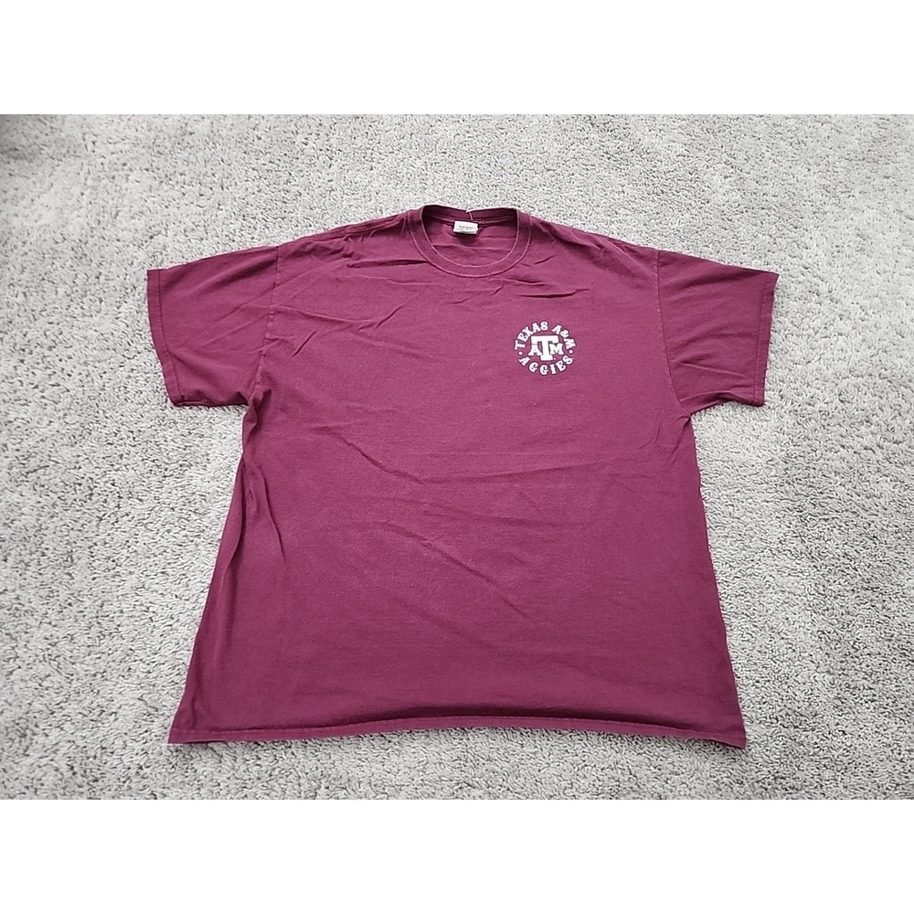 Texas A&M Aggies T Shirt Mens XL Gig 'em Graphic NCAA Gildan Maroon